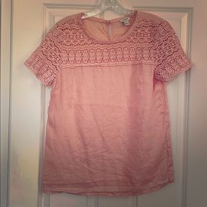 Pink Linen J. Crew top 100% cotton